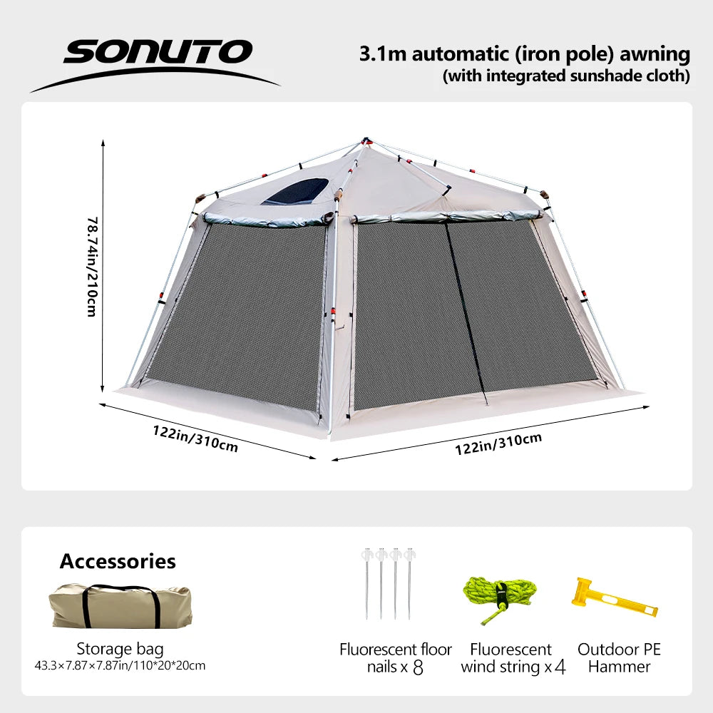 Large Waterproof Family Camping Tent for 5-9 People with Sun and Wind Protection iron