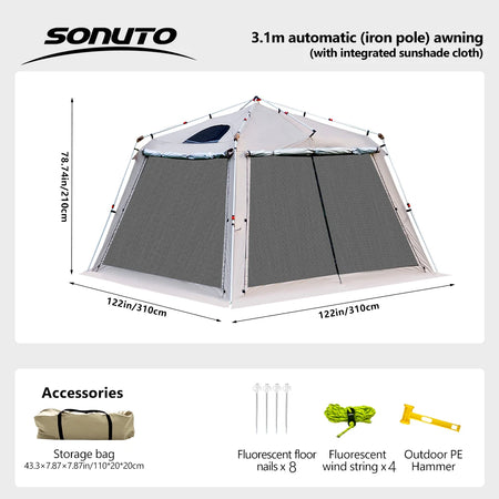 Large Waterproof Family Camping Tent for 5-9 People with Sun and Wind Protection iron