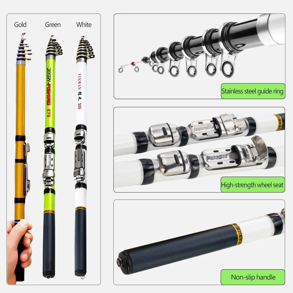 PROXPE Telescopic Rock Fishing Rod - Carbon Fiber, Lightweight &amp; Portable