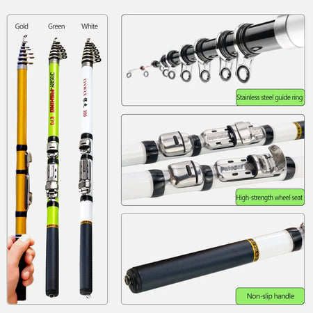 PROXPE Telescopic Rock Fishing Rod - Carbon Fiber, Lightweight &amp; Portable