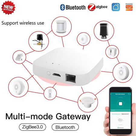 Moes Tuya Multi-mode Smart Gateway - ZigBee &amp; Bluetooth Hub with Voice Control Multi Wired Gateway