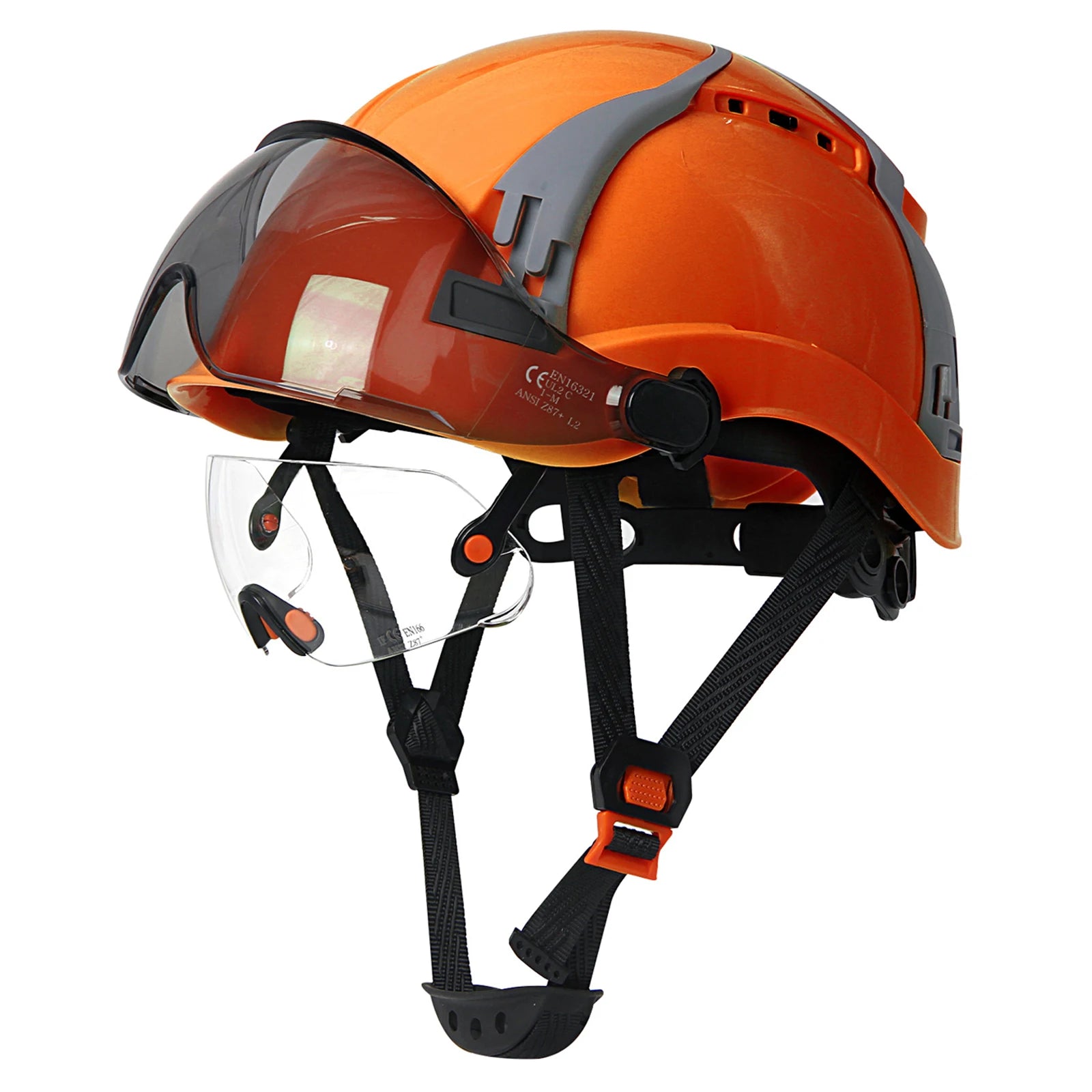 AQM0257 &ndash; CE Safety Helmet With Double Goggles Ultra Orange