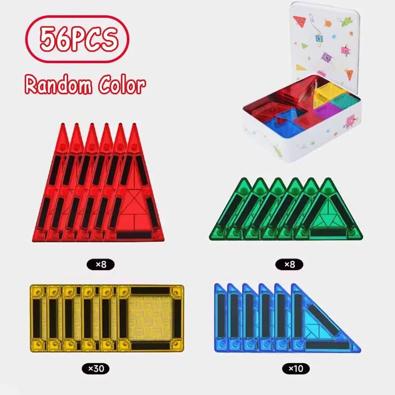Mini Magnetic Tiles Travel Toys 3.75cm &ndash; Portable STEM ATS30702 56PCS