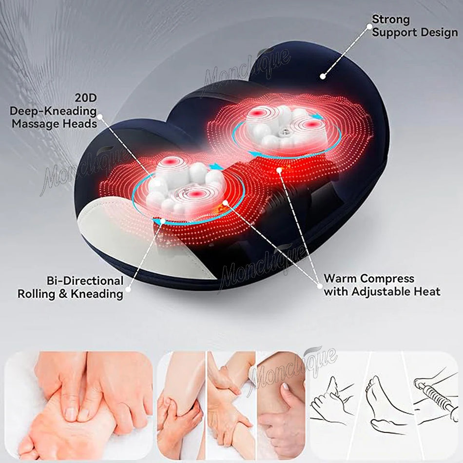 Extra stor elektrisk fotmassager Shiatsu knådning