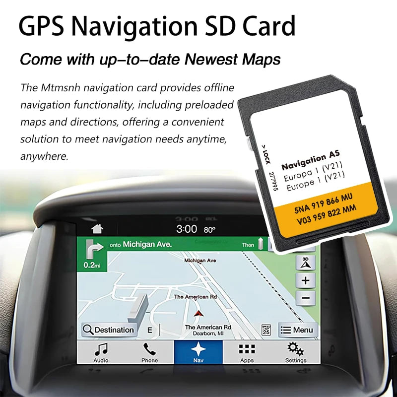 Newest 32GB SD Card Navigation Card AS V21 &ndash; Enhanced GPS Maps for VW Discover Media