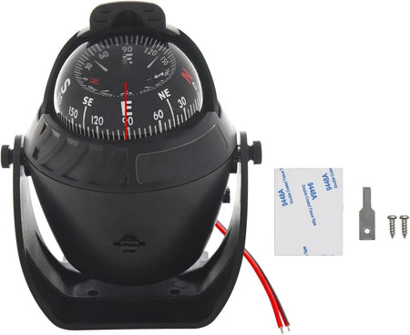 Boat Flush Mount Compass &ndash; Illuminated Pivoting Display BLACK