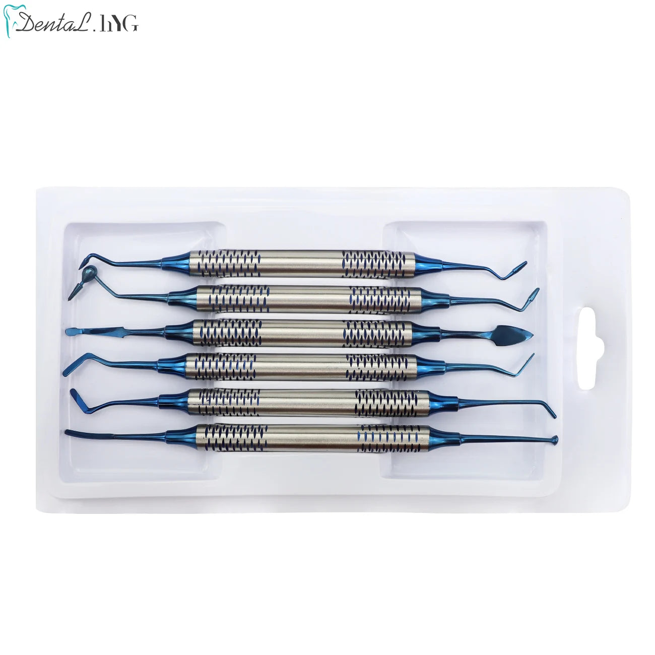 6Pcs Kit Dental Spatulas &ndash; Autoclavable Stainless Steel Blue set