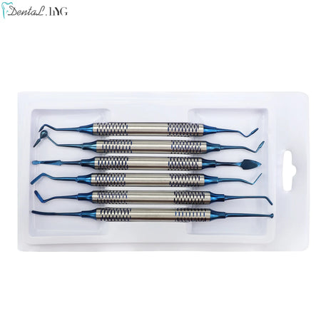 6Pcs Kit Dental Spatulas &ndash; Autoclavable Stainless Steel Blue set