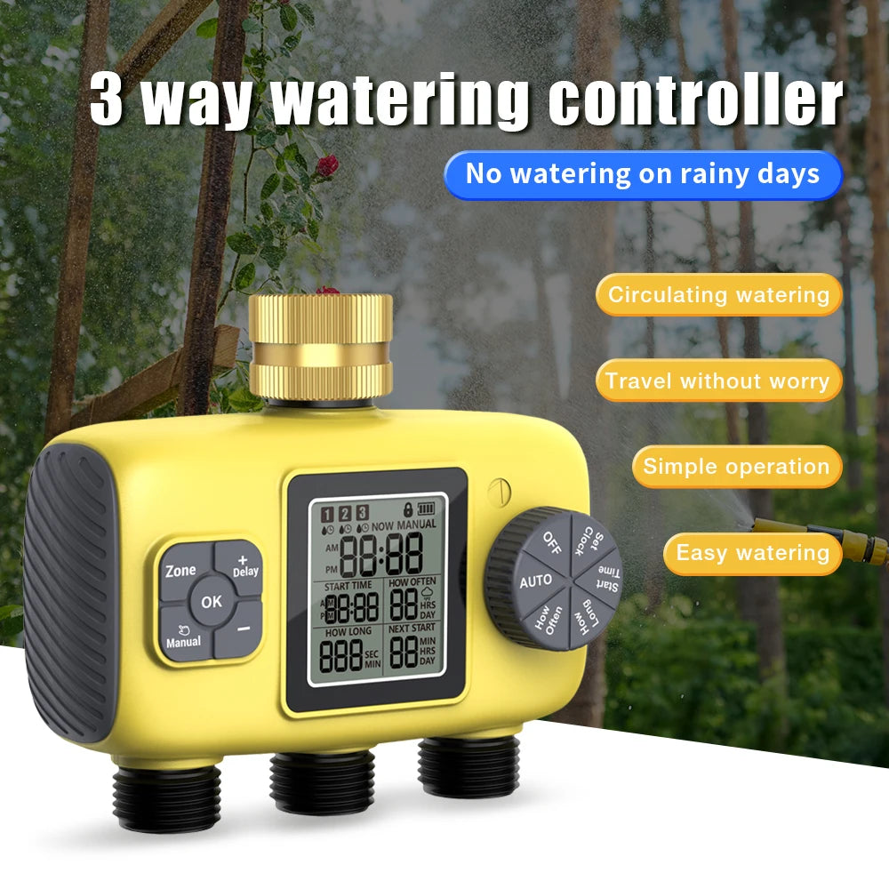 3-Outlet Water Timer for Garden Irrigation &ndash; Independent