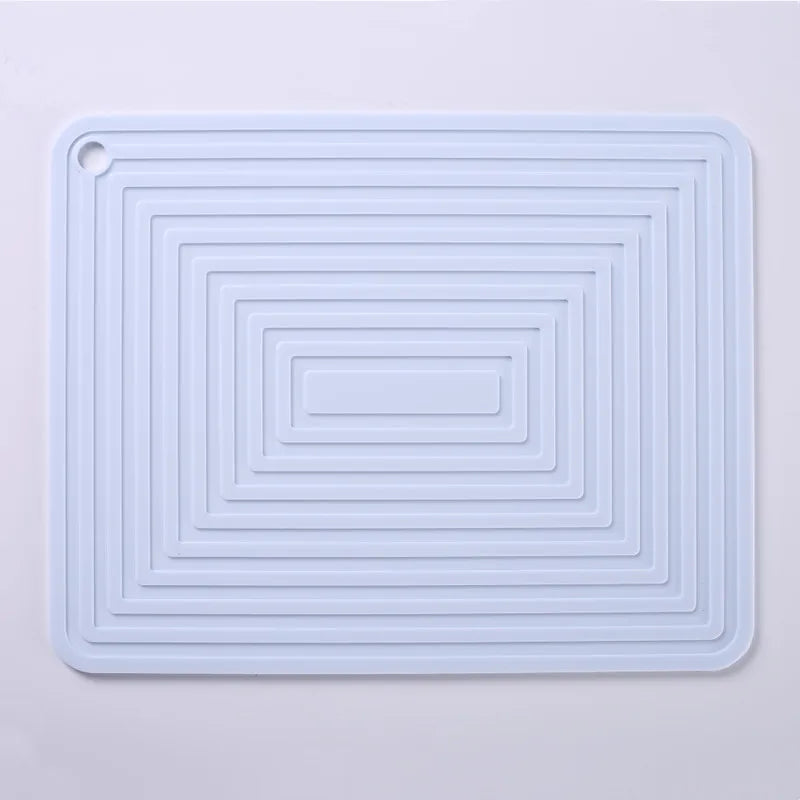 Silicone Pot Mat &ndash; Thickened Heat Insulation and Non-Slip Design Light blue / 28x22cm / Rectangular