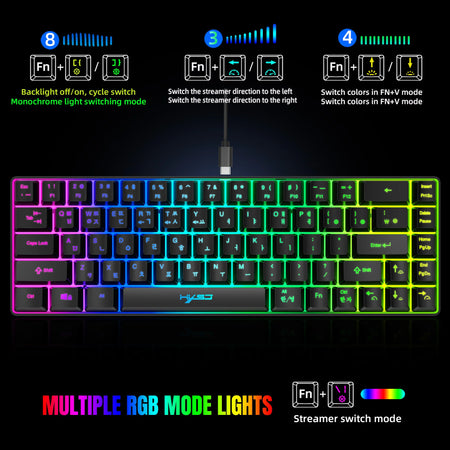HXSJ V200 &ndash; 65 Percent Korean Gaming Keyboard RGB Backlit