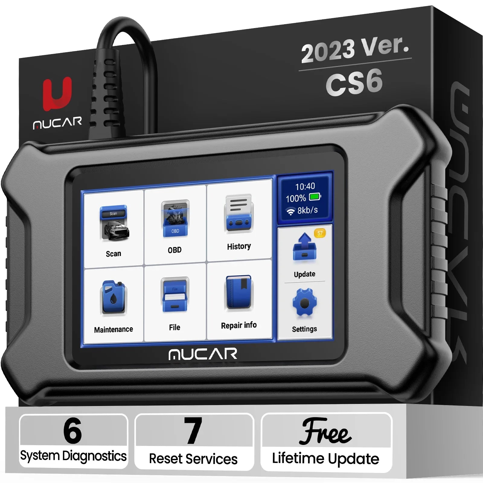 MUCAR CS6 CS5 OBD2 Scanner &ndash; Six System Diagnostics MUCAR CS6 / france