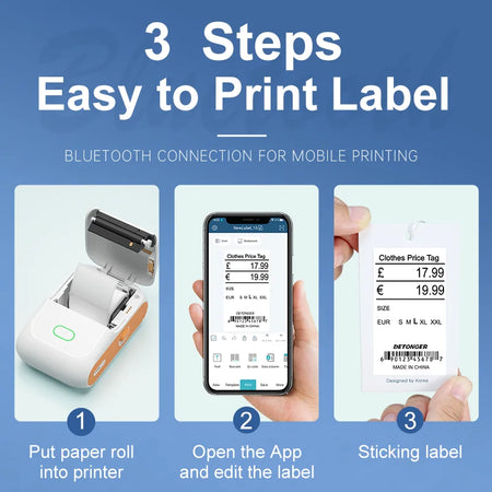 Detonger DP26 Portable Thermal Label Printer &ndash; Bluetooth