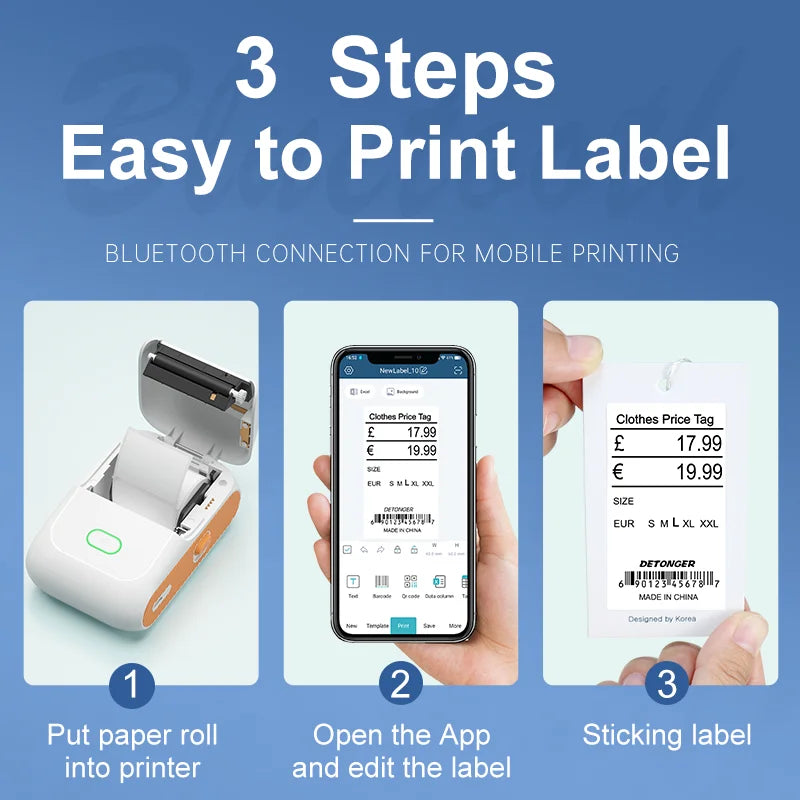 Detonger DP26 Portable Thermal Label Printer &ndash; Bluetooth