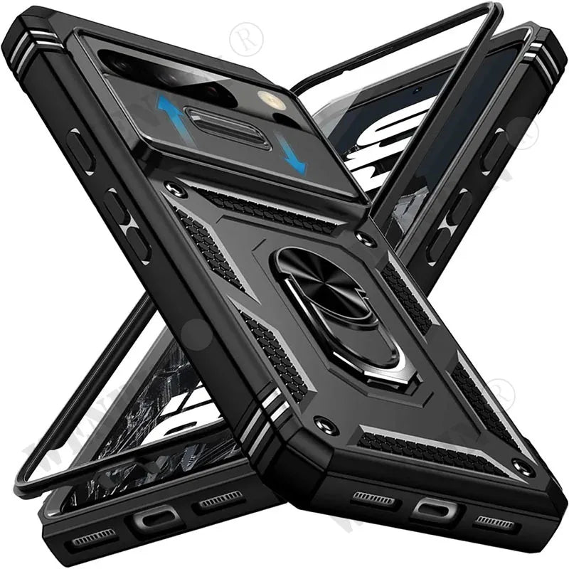 Heavy Duty Armor Case with 360 Degree Rotating Kickstand for Google Pixel 9A, 9, 8, 7 Pro, 8A, 7A, 6A - Shockproof Protective Cover