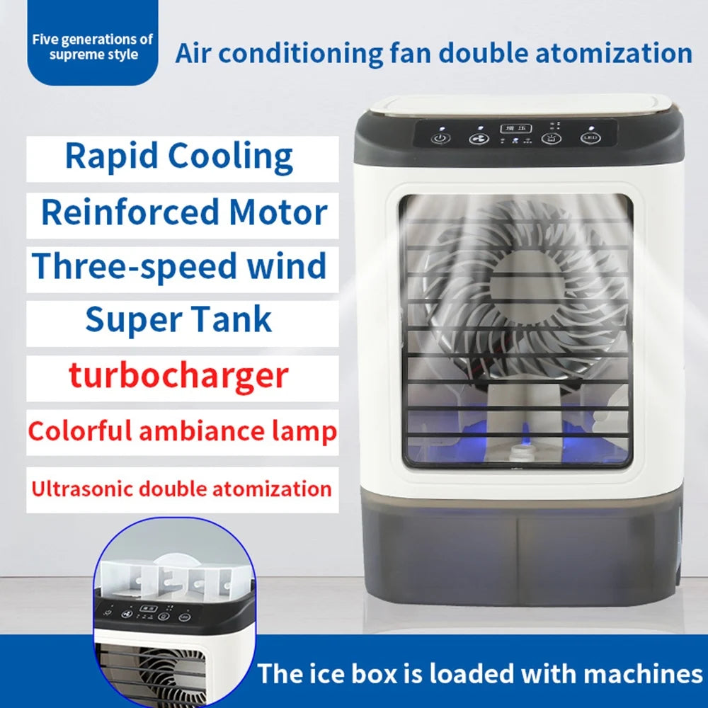 USB Portable Air Conditioner Fan with Humidifier &amp; LED Night Lamp