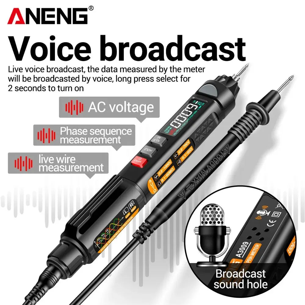 ANENG A3009 Mini Digital Multimeter Pen &ndash; Smart Voice Broadcast Testing