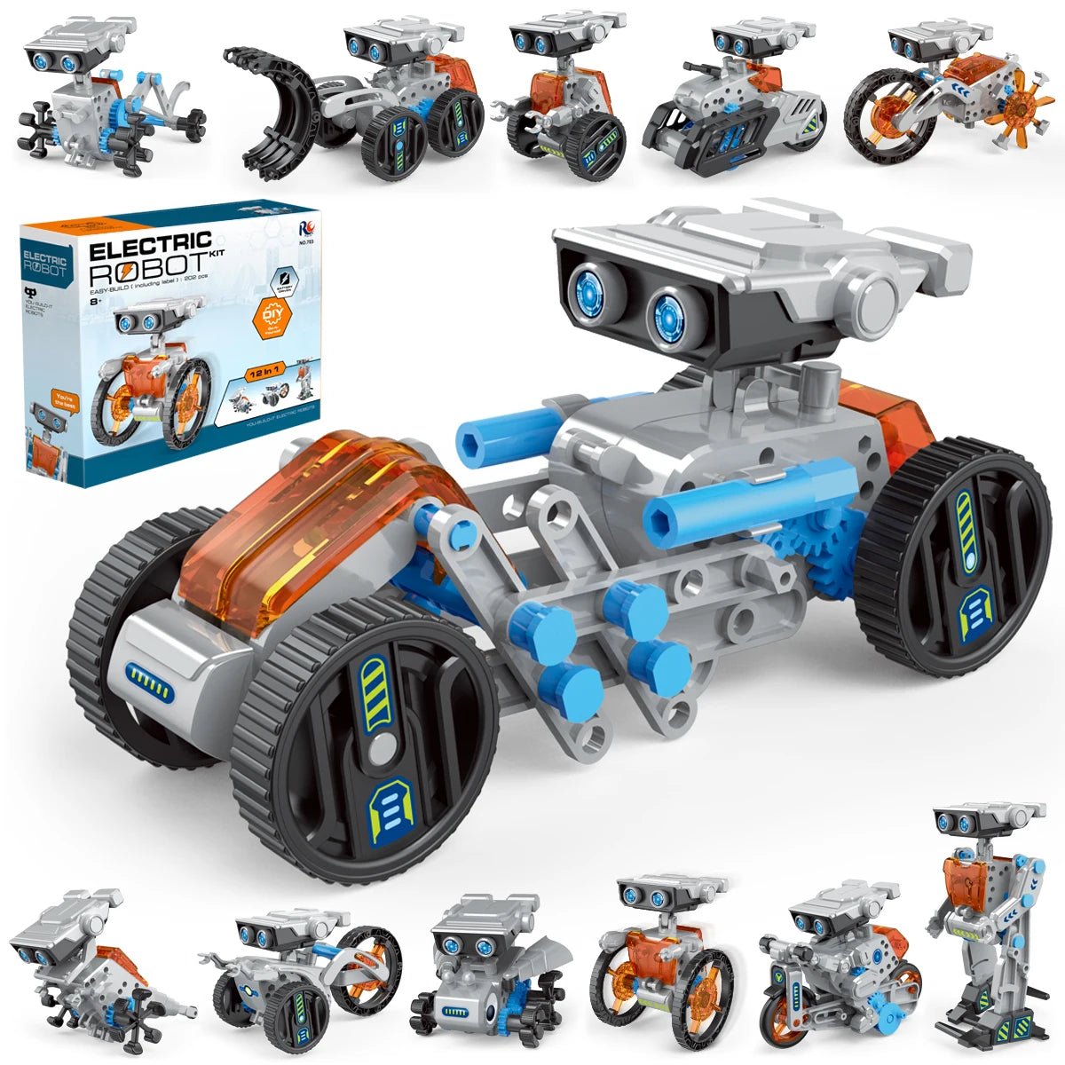12-in-1 DIY Solar Robot Kit for Kids &ndash; STEM Educational Science and Engineering Toy 12 in 1 gray Pro