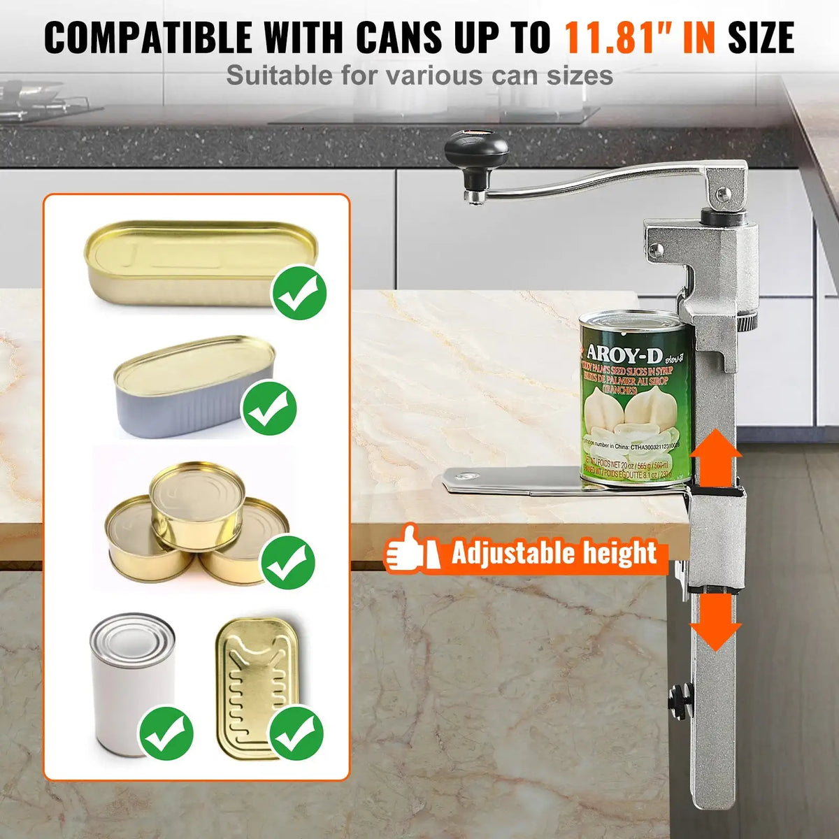 Commercial Table Can Opener With Adjustable Height