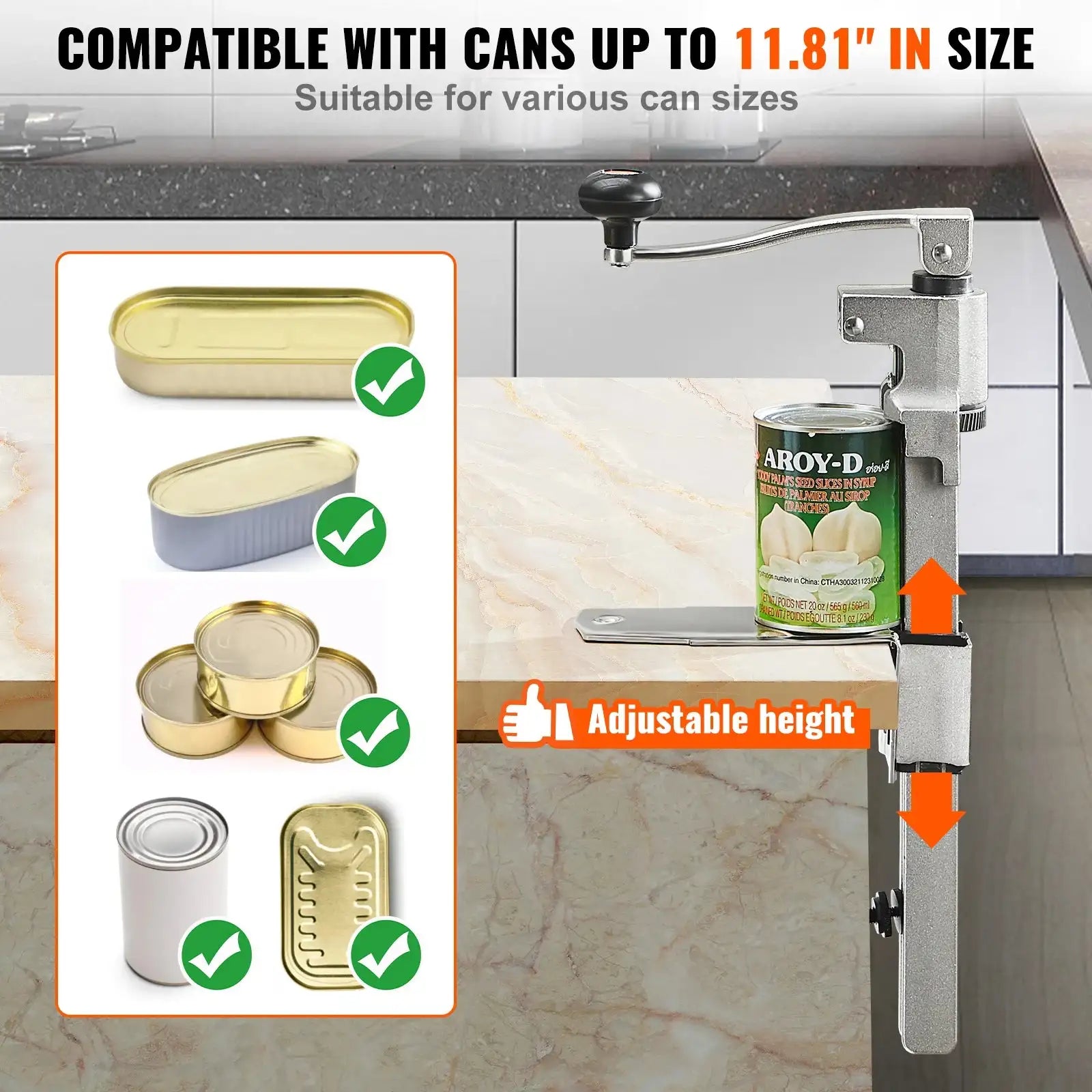 Commercial Table Can Opener With Adjustable Height