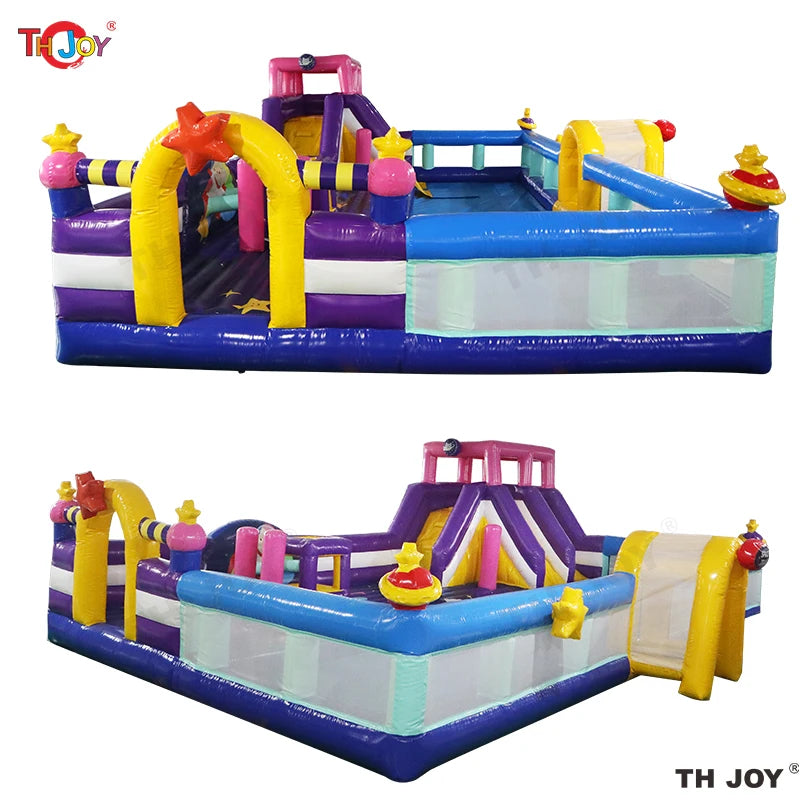 Φουσκωτό Κάστρο με Μπαλάκια για Παιχνίδι στο Διάστημα με Ολισθηρή Επιφάνεια