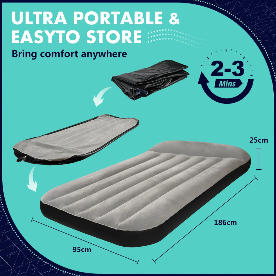 🟠 Air Mattress Надувной кровать для кемпинга с встроенной подушкой для семьи, кемпинга и путешествий, водонепроницаемых и удобных
