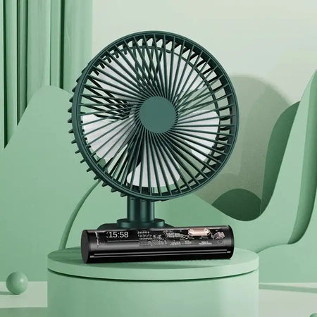 USB Desk Fan With 4 Speeds Quiet Operation 3600mAh Battery green