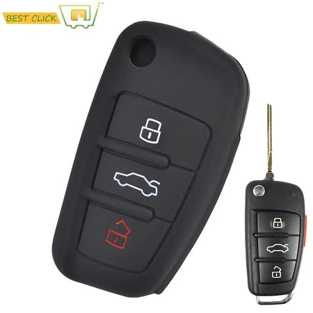 Silicone Car Remote Key Fob Shell Cover Case For Audi A1 S1 A3 S3 A4 A6 TT Q3 Q7 2005 - 2013 Skin Holder Protector 3 Buttons by InterCyprus Trading Ltd
