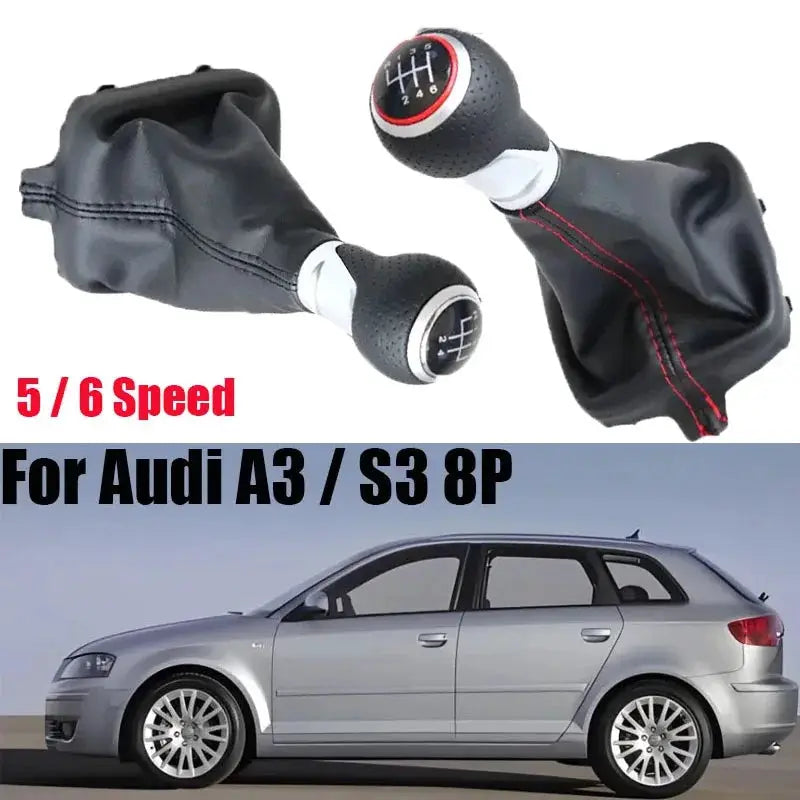 Manual Gear Shift Knob And Boot Set With PU Leather For Audi A3 S3 by InterCyprus Trading Ltd