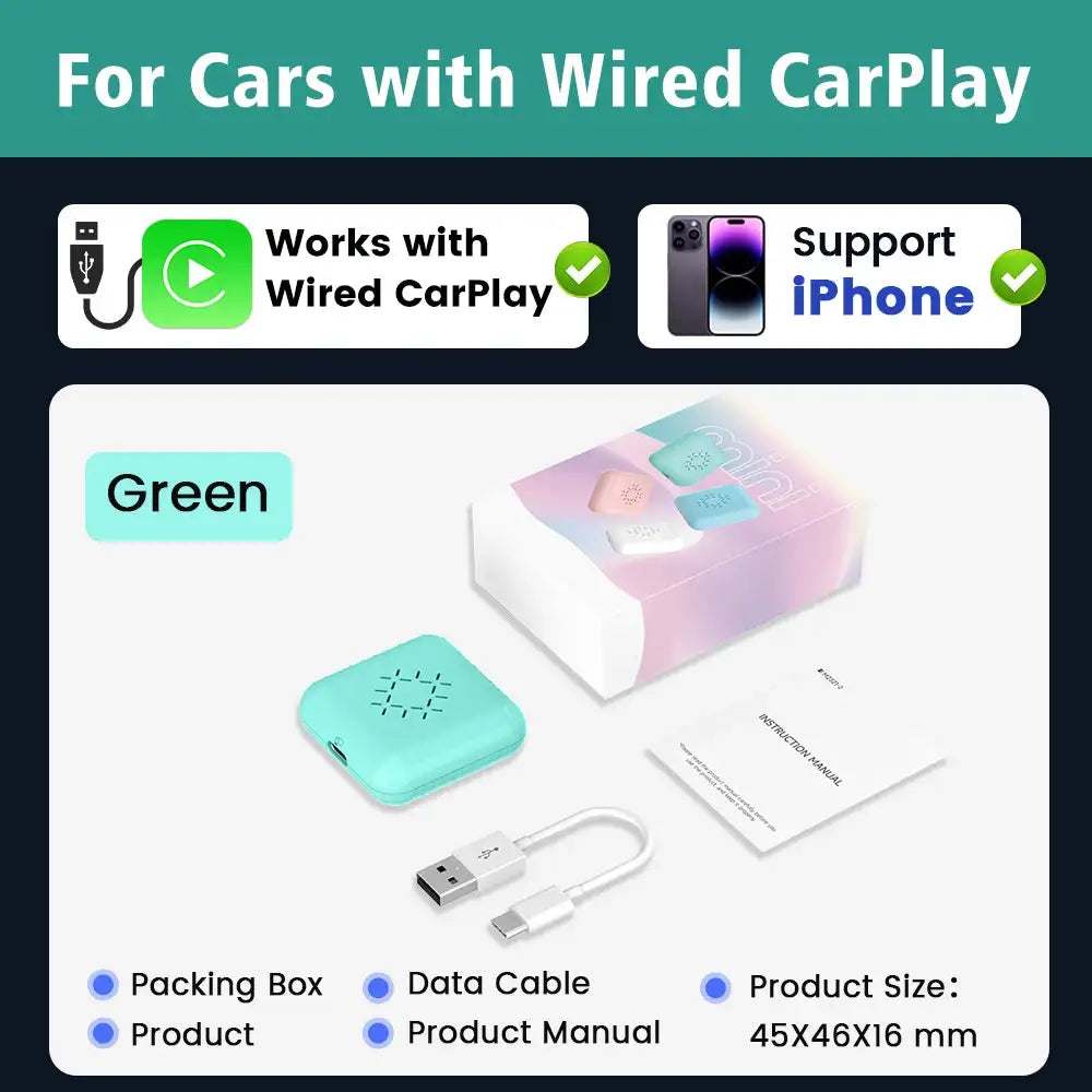 Carlinkit 3.0 Mini CarPlay Wireless Adapter Toyota Camry Mini3 Green