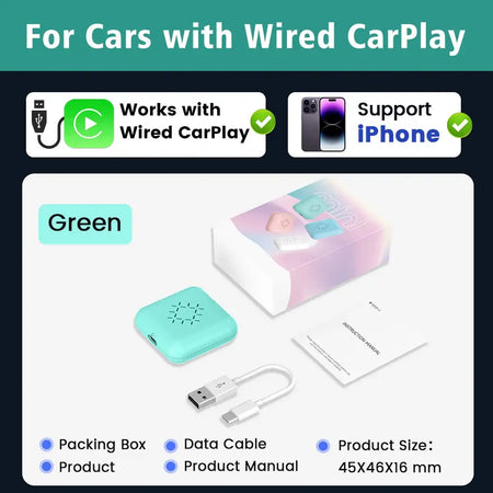 Carlinkit 3.0 Mini CarPlay Wireless Adapter Toyota Camry Mini3 Green