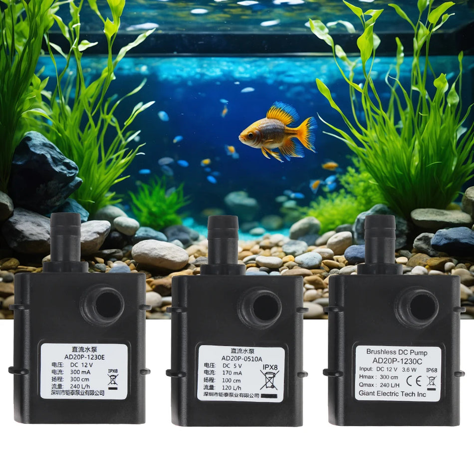 Pompa de apă submersibilă mini fără perii 5V USB, 120L/H pentru iaz și acvariu