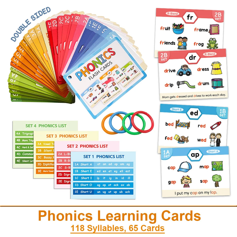 Kids Phonics Learning Cards &ndash; Engaging Vocabulary Building