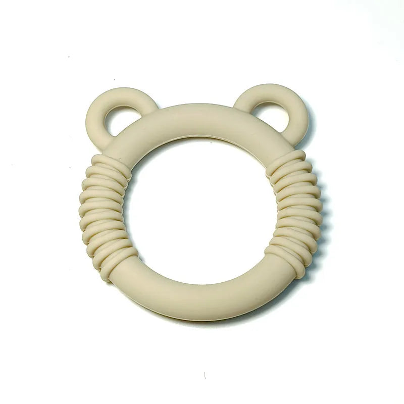 Baby Bear Silicone Teethers &ndash; Soothing Anti-Eating Hand Toys Beige