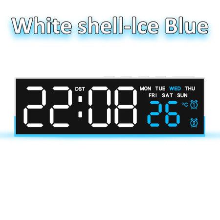 Digital LED Alarm Clock &ndash; Dual Alarm with Mood Lighting White shell lce Blue