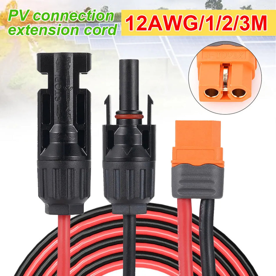 12AWG Aurinkokytkin XT60I-F Laajennuskaapeli, Vesitiivis