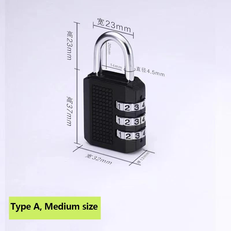 Password Padlock 3-4 Digit &ndash; Waterproof Rustproof Outdoors A-medium-Black