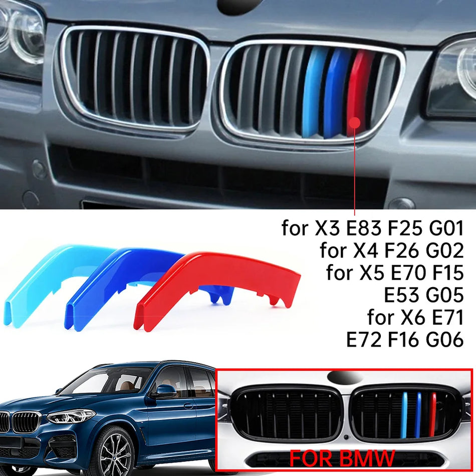 Listwy wykończeniowe grilla przedniego dla BMW serii 5 E60 E61 z plastiku ABS, średnia siatka, zestaw dwóch