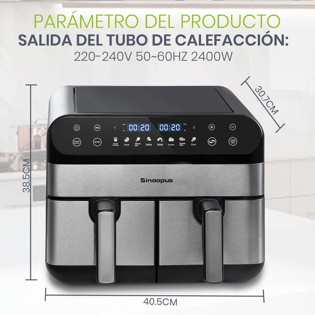 10L Dual Basket Air Fryer &ndash; Touchscreen 2400W, 8 Functions