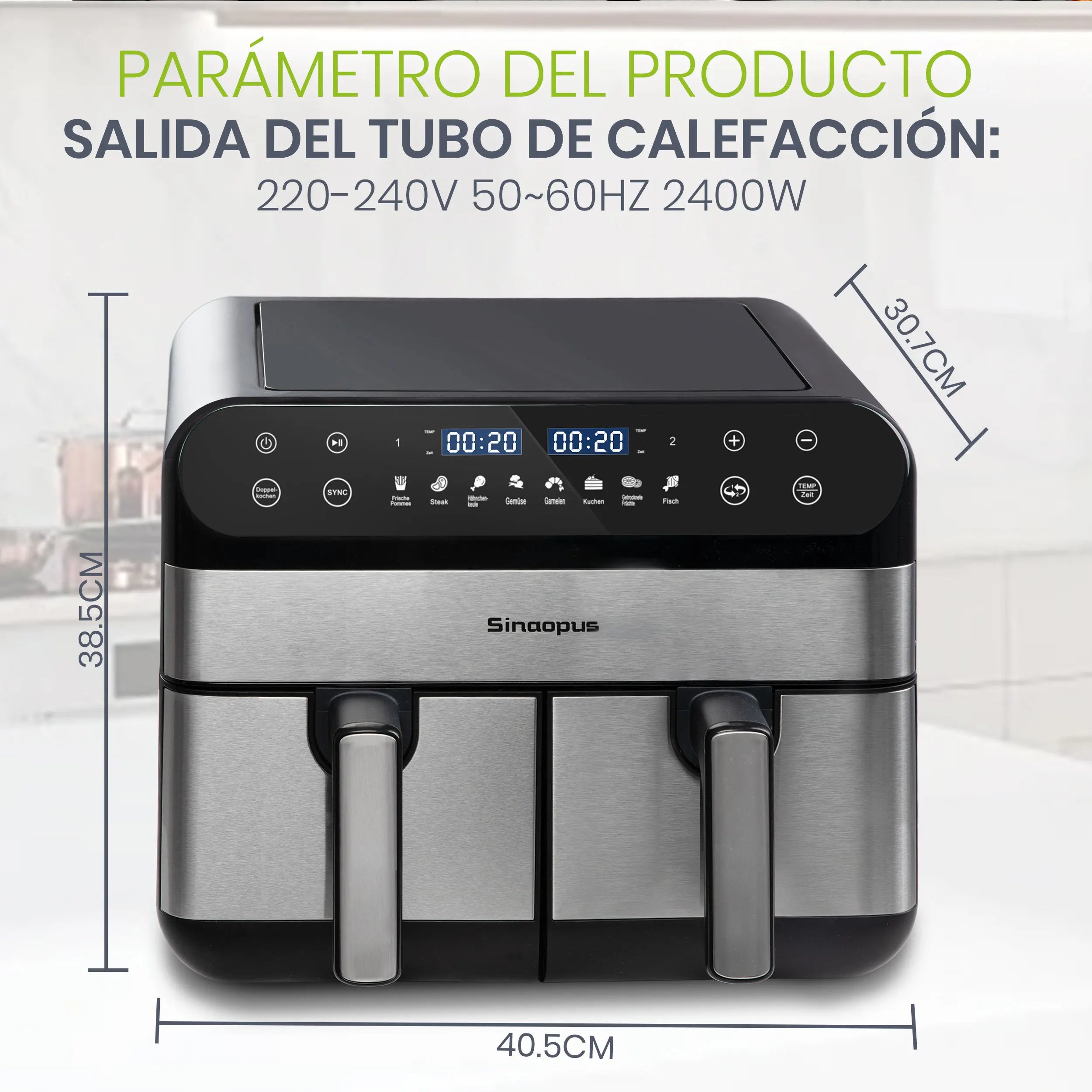 10L Dual Basket Air Fryer &ndash; Touchscreen 2400W, 8 Functions