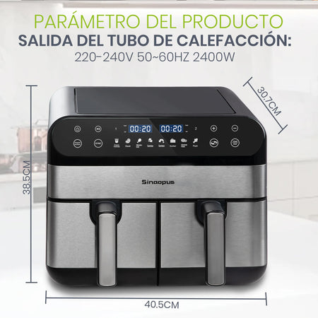 10L Dual Basket Air Fryer &ndash; Touchscreen 2400W, 8 Functions