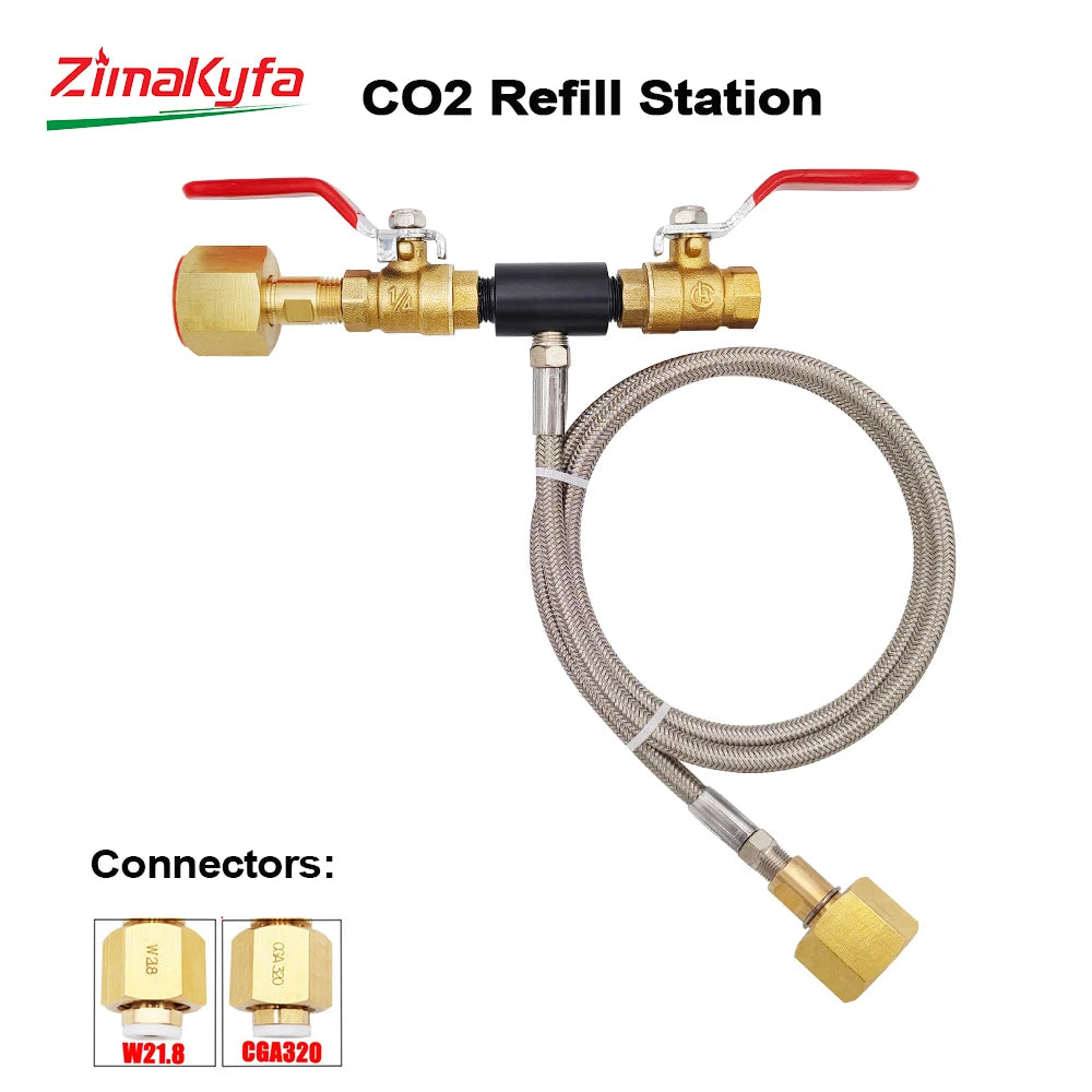 CO2 Cylinder Refill Adapter &ndash; Dual Valve CO2 Fill Station
