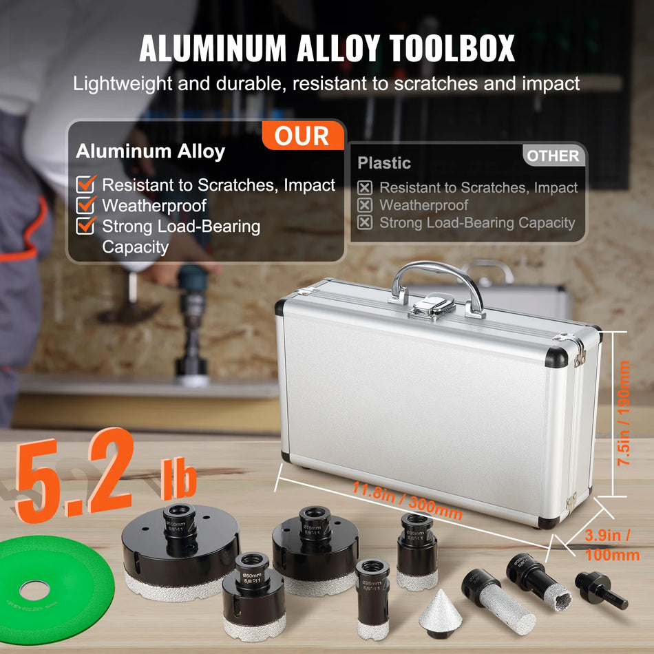 SucceBuy Diamond Core Drill Bit Set Kit &ndash; Storage Case