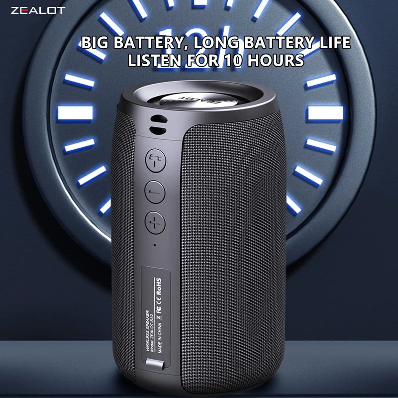 ZEALOT S32 Portable 5W Wireless Subwoofer Speaker with Booming Bass and 10-Hour Playtime