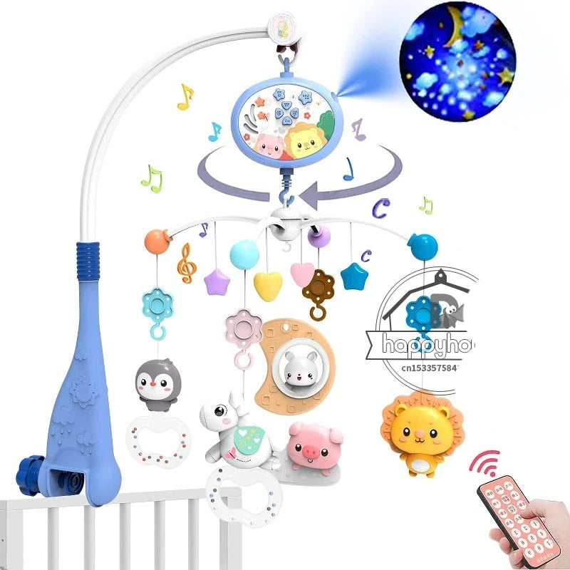 Musical Crib Mobile with Lights &amp; Music Moon-blue
