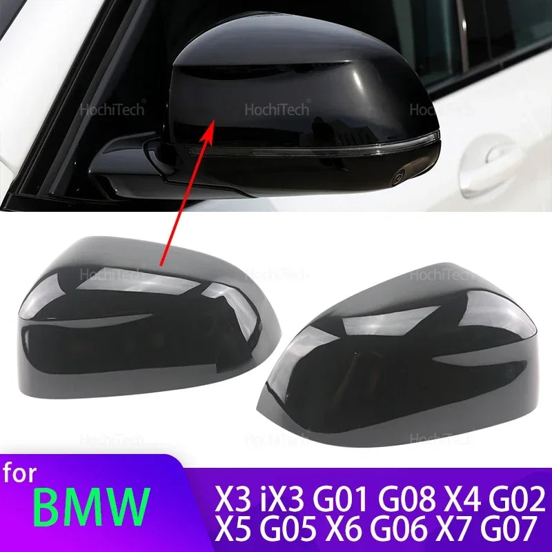Couvercles de rétroviseur latéral en fibre de carbone brillante pour BMW X3 X4 X5 X6 X7 G01 G02 G05
