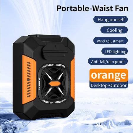 Mini Waist Clip Fan &ndash; Ultra Lightweight Power Bank Ready Orange
