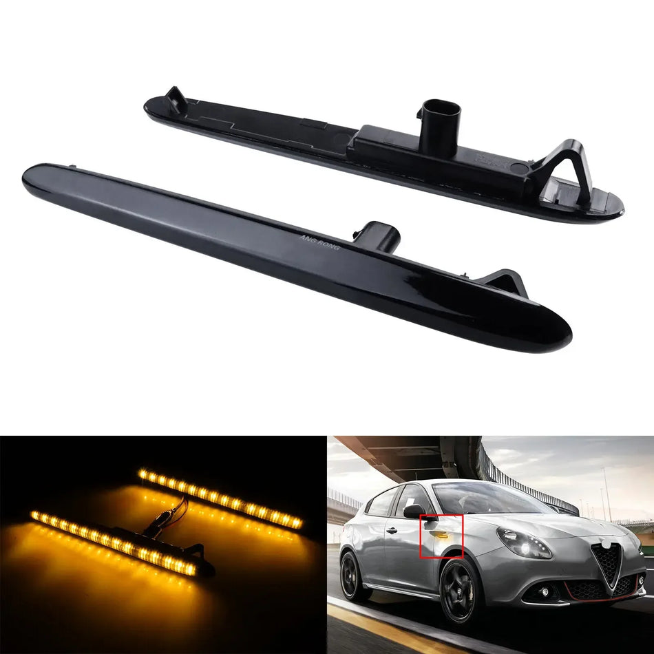 LED Side Indicator Lights With Black Lens For Alfa Romeo Giulietta 10 Plus