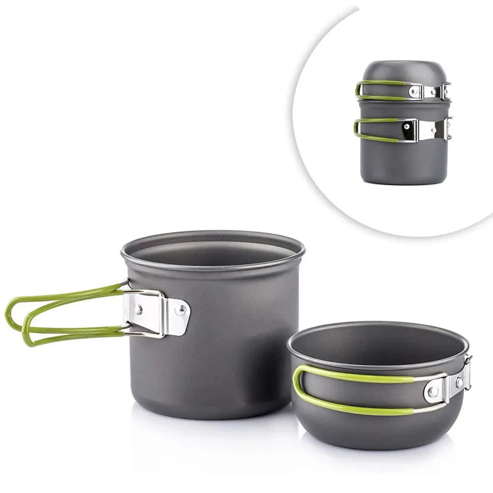 LISM Portable Camping Cookware Set for Outdoor Adventures Green