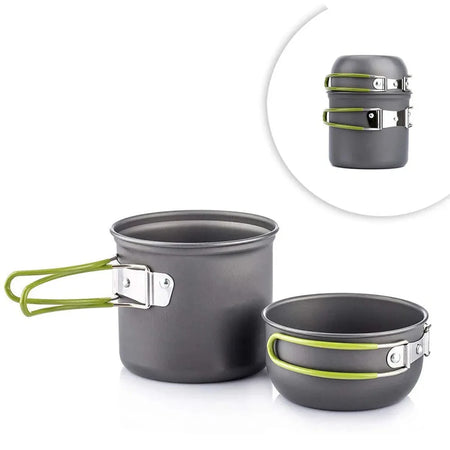 LISM Portable Camping Cookware Set for Outdoor Adventures Green